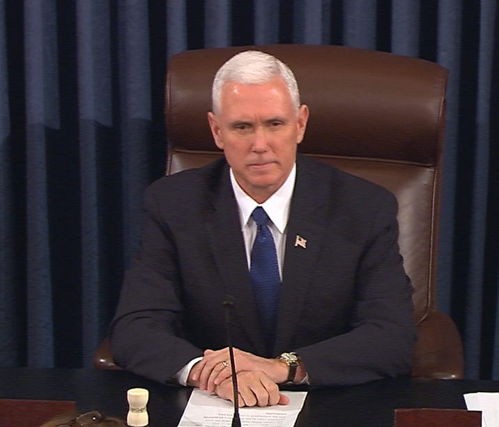 Vice President Pence presides over the Senate on Capitol Hill in Washington, Feb. 7, 2017.
