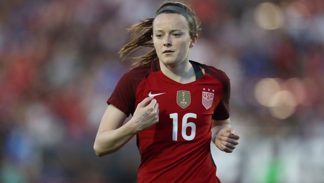 USA midfielder Rose Lavelle (16) during the game in the first half against Russia at Toyota Stadium on April 6.