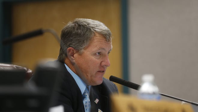 In a file photo, San Juan County CEO Kim Carpenter talks during a County Commission meeting in Aztec.
