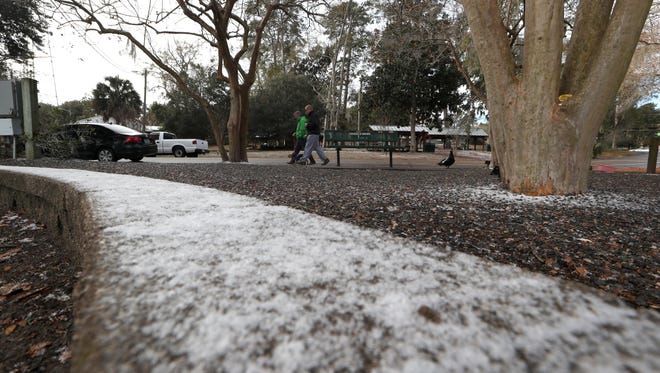 A mix of freezing rain, sleet and light snow in Tallahassee on Wednesday, January 3, 2018.