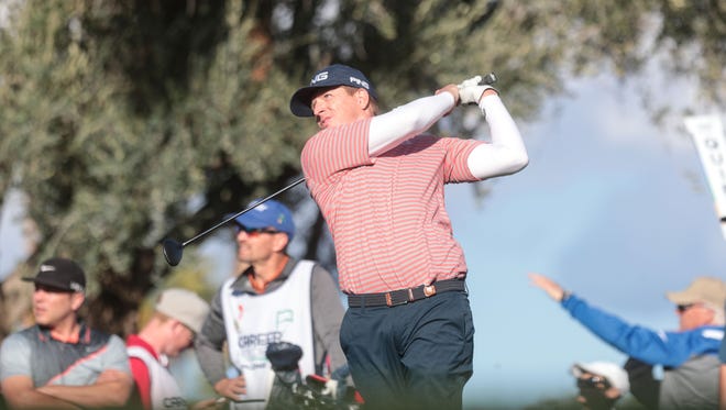 Martin Piller prepares tees off on 9 at La Quinta Country Club during the 3rd round of the CareerBuilder Challenge on Saturday, January 20, 2017 in La Quinta, CA.