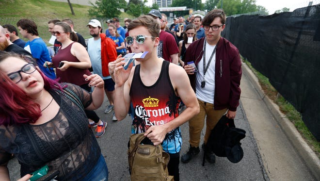 Fans wait to enter Beale Street Music Festival on Friday, May 4, 2018, in Memphis, Tennessee.