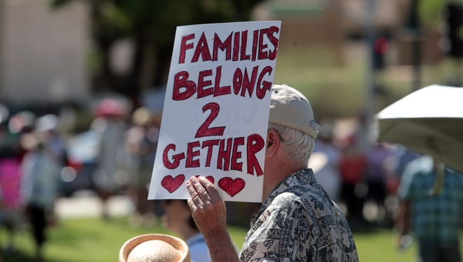 Hundreds attend Palm Springs Keep Families Together rally at Frances Stevens Park along North Palm Canyon Drive in Palm Springs. 