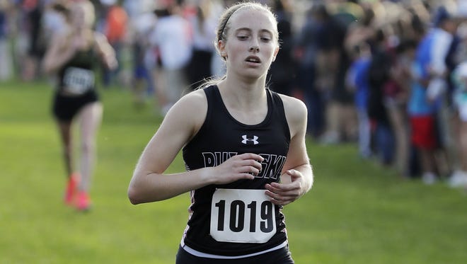 Pulaski's Annika Linzmeier finishds 3rd at the Division 1 WIAA girls cross country sectional meet at Colburn Park Oct. 20 in Green Bay.
