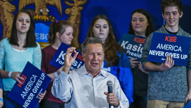 John Kasich speaks at a campaign event at Monroe County Community College in Monroe, Mich., on March 7, 2016.