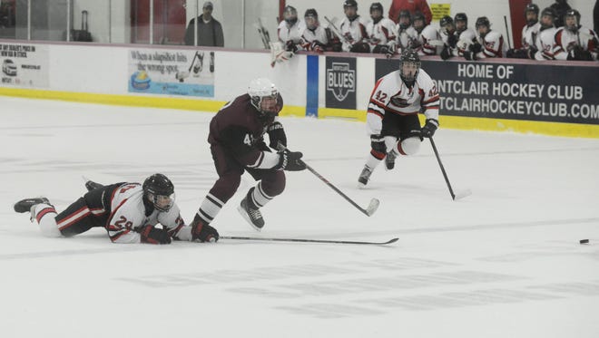 Nick Petriella (43) and the Clifton hockey team are No. 13 in this week's NorthJersey.com hockey Top 15 after climbing over .500 to reach the state tournament.