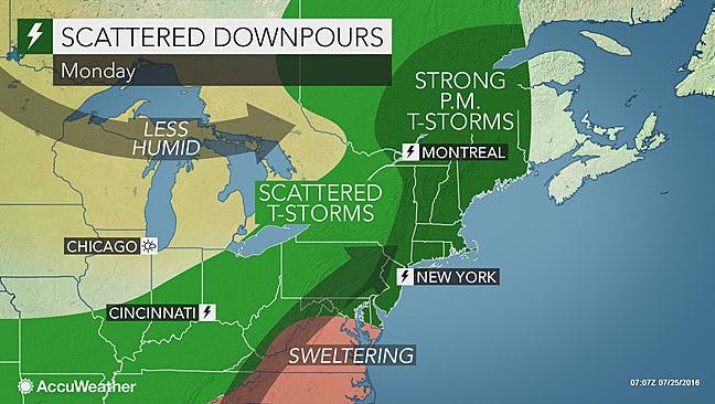 Sweltering heat and thunderstorms are expected in the Lower Hudson Valley today.