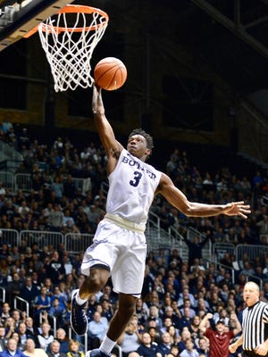 Butler's Kamar Baldwin goes up for a layup Saturday during the Bulldogs' 86-60 win over Bucknell at Hinkle Fieldhouse.
