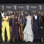 The cast of "Black Panther," pose in the press room