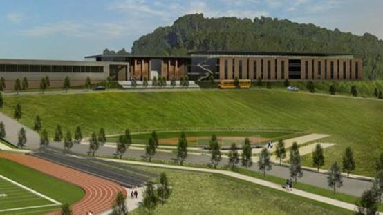 A rendering shows what a high school in Bellevue could look like if Hillwood High School is moved.