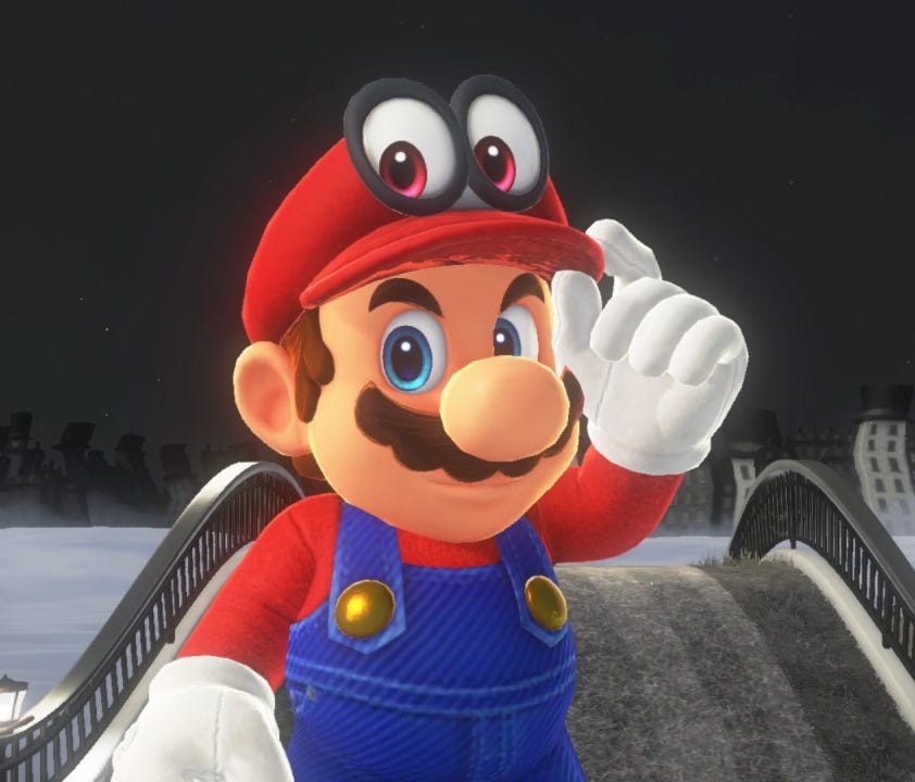 Mario and Cappy in 'Super Mario Odyssey.'