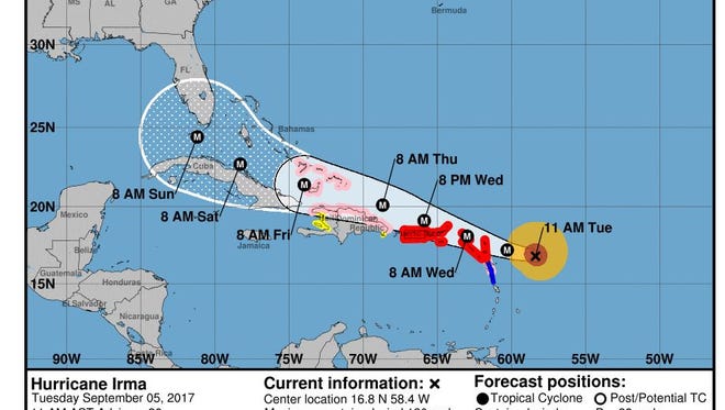 The National Hurricane Center's 11 a.m. update on Hurricane Irma on Tuesday, Sept. 5, 2017.