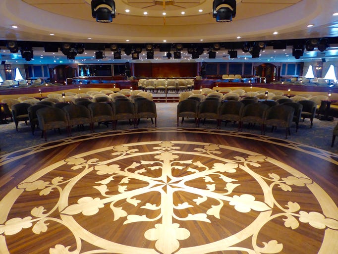 The Insignia Lounge has a large circular marquetry