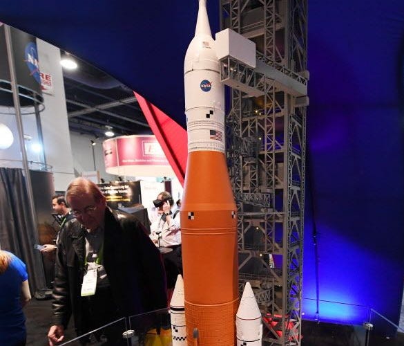 Model of NASA's Space Launch System in Las Vegas.