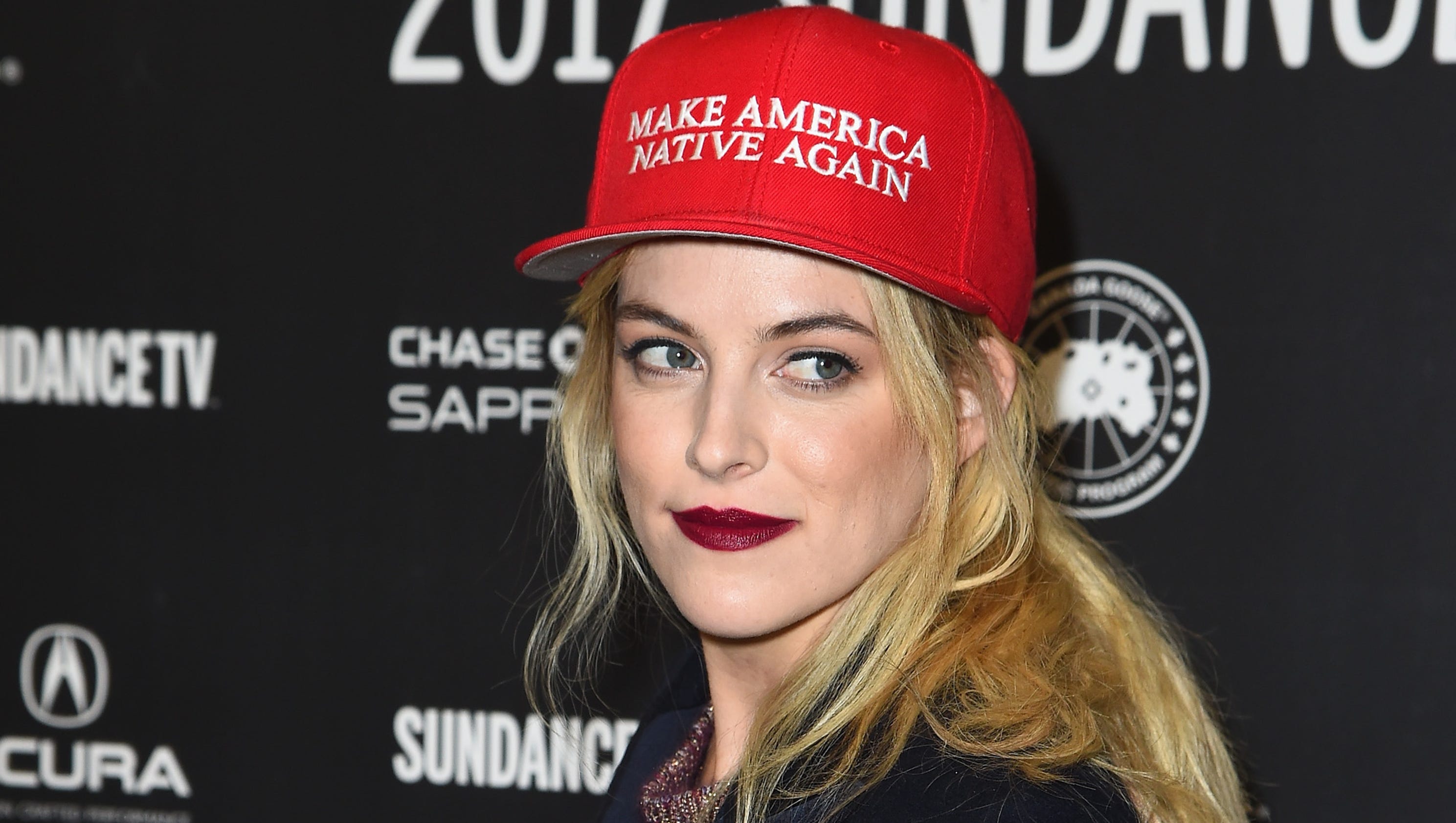 Riley Keough rocks antiTrump hat on Sundance red carpet
