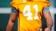 Elliot Berry (41) walks on the field during Tennessee