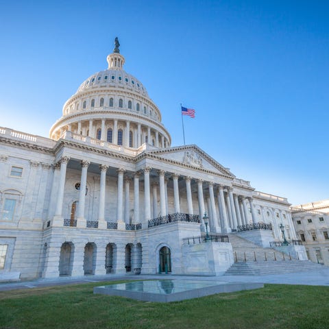 The facade of the Capitol building in Washington, 