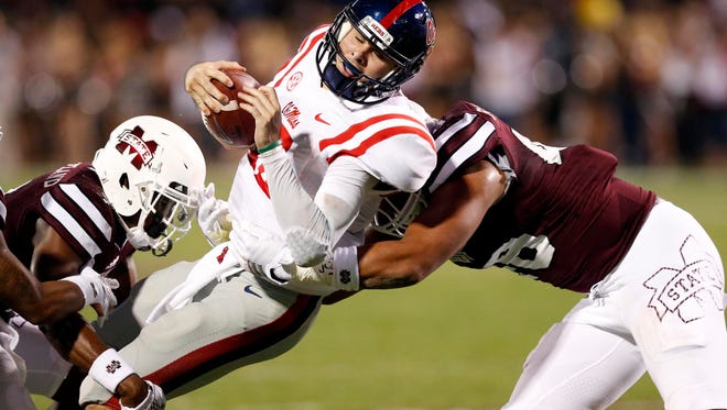 Mississippi State's defense struggled to stop Ole Miss' Chad Kelly throughout Saturday's game.