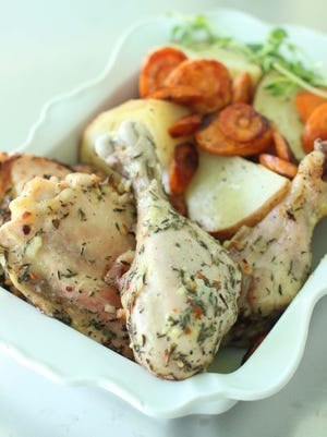 Chicken legs and thighs are luscious in texture and full of flavor and protein. They also are much lower in saturated fat than most cuts of red meat, and they offer more iron per serving than chicken breasts.
