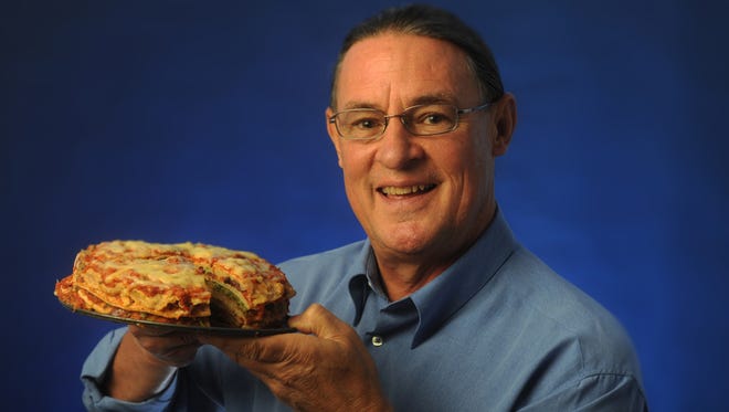 Ojai resident and cookbook author Randy Graham poses with his Savory Seven Layer Crepe for a 2013 Cook du Jour profile in the Ventura County Star. His newest title, "Ojai Valley Gluten-Free Cookbook," was published in early 2017.