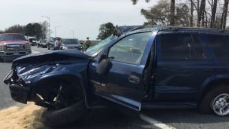 A Dodge Durango crashed on April 12, sending one man to the hospital.