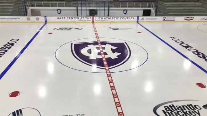 The rink at the Hart Center got a fresh coat of paint underneath the ice for the upcoming season.