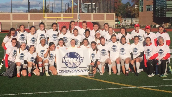 The WPI womens soccer team poses after winning the NEWMAC Championship in 2016. The NEWMAC announced on Friday that its canceling the 2020 fall sports season and championships due to the coronavirus pandemic.