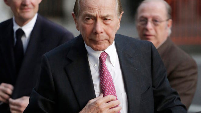 FILE - In this Jan. 9, 2013 file photo, former AIG CEO Maurice Greenberg for a meeting of the insurance company's board of directors, in New York.