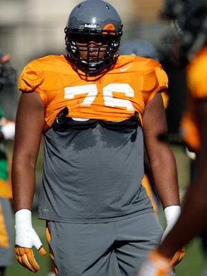 Tennessee offensive lineman Chance Hall continues to recover from a knee injury that sidelined him for the 2017 season.