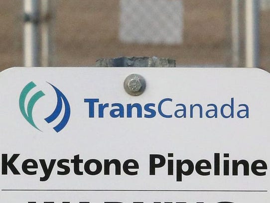   A sign for the TransCanada Keystone pipeline facility 