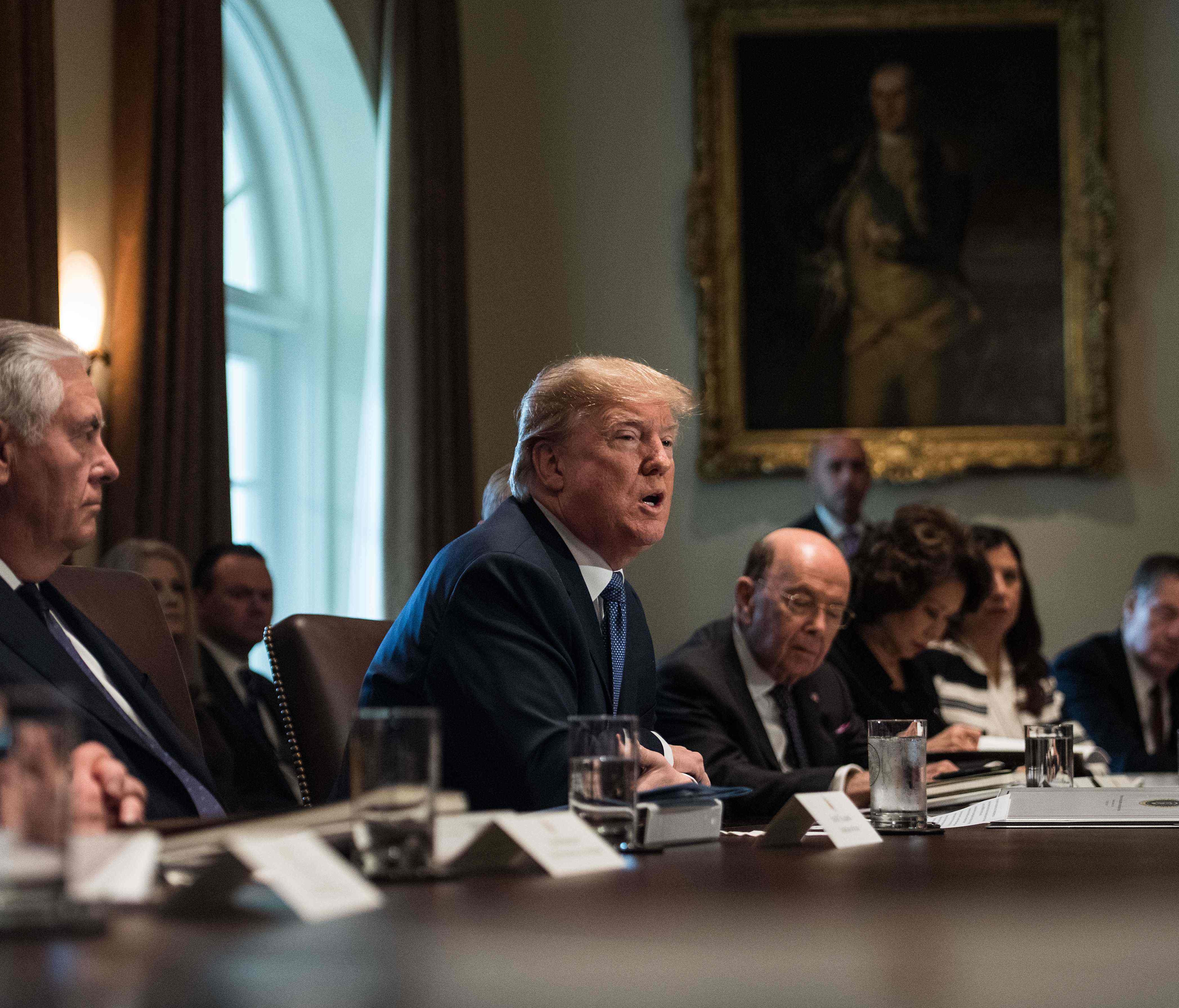 President Trump speaks during a cabinet meeting at the White House in Washington, DC, on November 1, 2017.