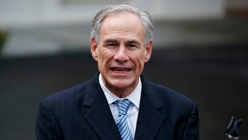 FILE - In this March 24, 2017, file photo, Texas Gov. Greg Abbott talks to reporters outside the White House in Washington. Abbott tweeted the word "Boom" in celebration of the Texas Legislature approving a call for a "convention of states." The idea is for lawmakers in 34 states, representing two-thirds of the nation, to approve convening a gathering to amend the U.S. Constitution and include things like a federal balanced budget amendment to beat back Washington's "overreach." (AP Photo/Evan Vucci, File)