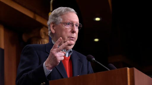 Senate Majority Leader Mitch McConnell of Ky., speaks during a news conference on Capitol Hill in Washington, Monday, Dec. 12, 2016.