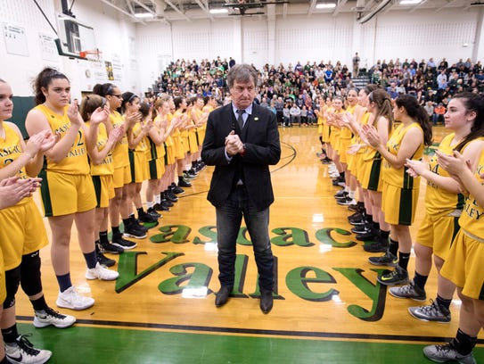 Pascack Valley girls basketball coach Jeff Jasper before