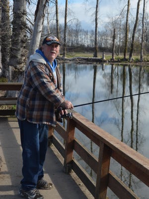 “I’m just down here goofing around. If I catch something, that’s great,” said John Seeley of Salem while fishing at St. Louis Ponds.