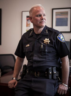 Richmond, Calif., Chief of Police Chris Magnus, 54, is photographed at the Richmond police station on Friday, August 7, 2015.  Richmond, a very racially diverse city in California, has seen its crime rate drop sharply since Magnus became chief in 2006. His policing techniques focus on community engagement and breaking down the barriers between police and community.