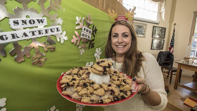 Ally O'Brien of Mount Tabor with her Blueberry Oatmeal Delights with Lemon Glaze cookies at the Good Cookie Bake Off in support of Cookies for Kids' Cancer at the Bethel in the Mount Tabor section of Parsipanny.