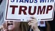 Trump supporters before a campaign rally by President