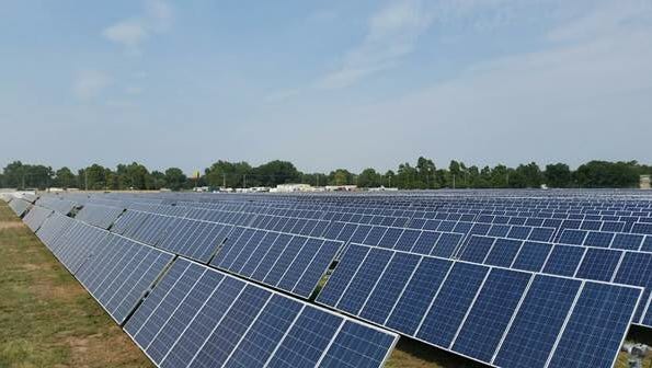 A Vermont company called groSolar has plans to install up to 70,000 solar panels like these in Delta Township.