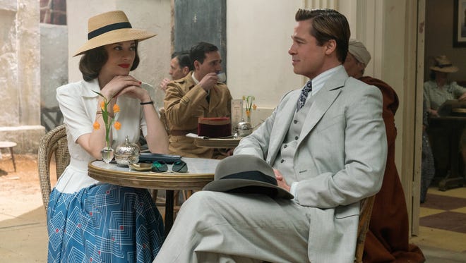 Marion Cotillard and Brad Pit star as undercover spies in the World War II romantic thriller 'Allied.'