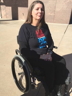 Jennifer Longdon, who was paralyzed in a shooting several years ago, opposes Senate Bill 1284.