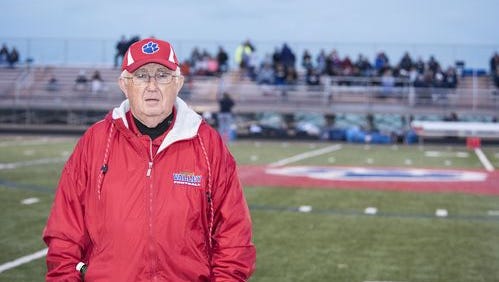 Bill Morgan was ready to take his familiar spot in the Randy Baughman Stadium press box last Friday against Granville. Morgan has been videotaping Valley football for 33 years.