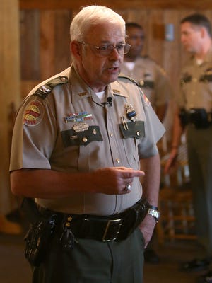 Tennessee Highway Patrol Col. Tracy Trott meets with the media Wednesday at Brooksie's Barn.