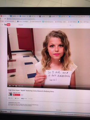 The hashtag known as #IAmAMisfit gained traction on social media after pop duo High Dive Heart teamed up with trans teen Corey Maison to help raise awareness of the impact of bullying, seen her in a screen shot from YouTube.