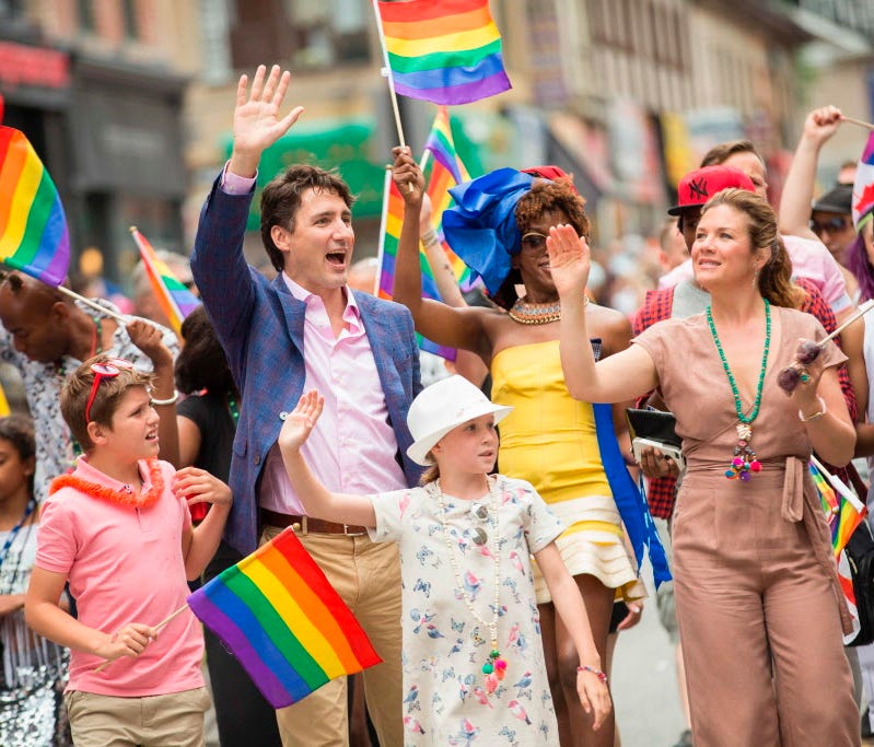 Canadian Prime Minister Justin Trudeau and his family in Toronto, June 25, 2017.