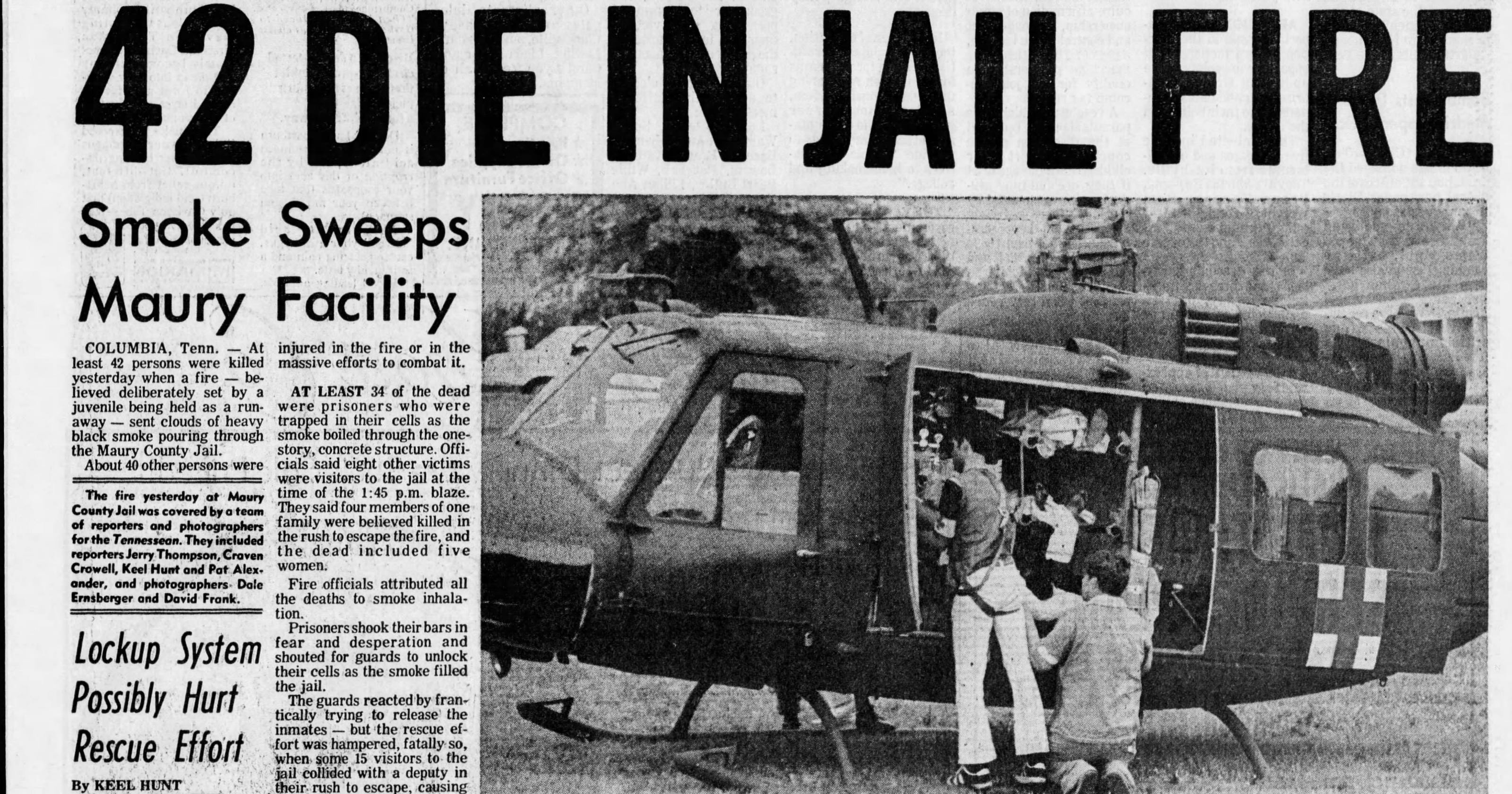 Columbia TN jail fire 42 died on June 26, 1977