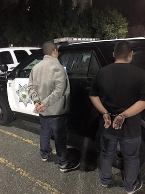 Salinas police arrested two men after a traffic stop near Market Street and Eucalyptus Drive on Saturday.