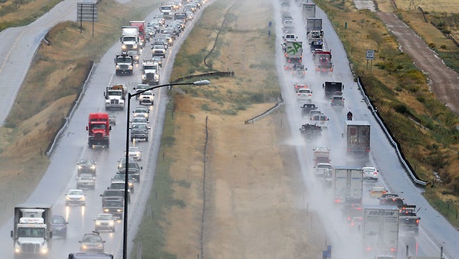 Traffic flows on Interstate 25 near the Berthoud exit in this file photo.