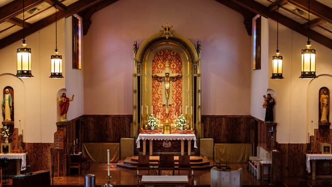 The inside of St. Anthony Parish, a Catholic church in Charleston, W.Va.