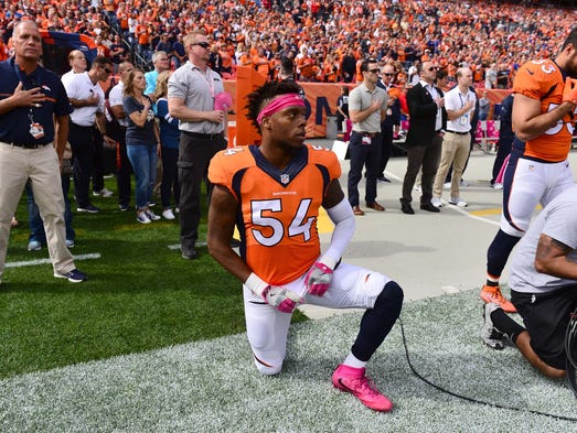 Denver Broncos inside linebacker Brandon Marshall (54)